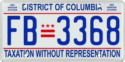 DC license plate FB3368