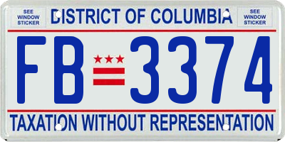 DC license plate FB3374