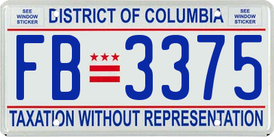 DC license plate FB3375