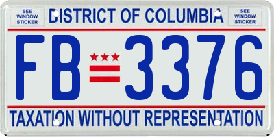 DC license plate FB3376