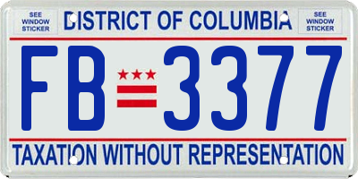 DC license plate FB3377