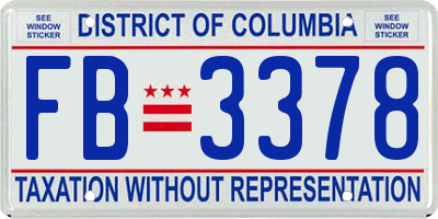 DC license plate FB3378