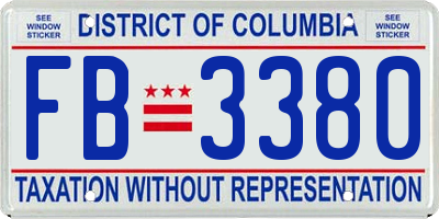 DC license plate FB3380