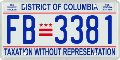 DC license plate FB3381