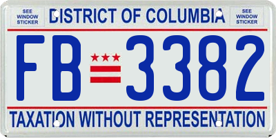 DC license plate FB3382