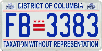 DC license plate FB3383