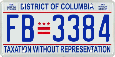 DC license plate FB3384