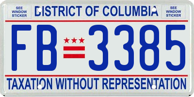 DC license plate FB3385