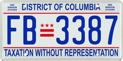 DC license plate FB3387