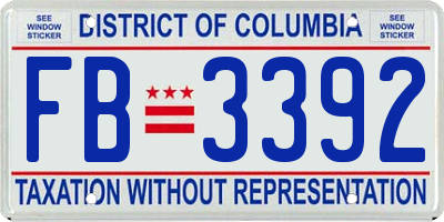 DC license plate FB3392