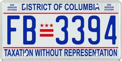 DC license plate FB3394