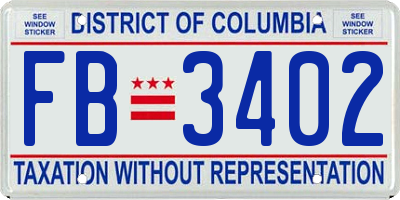 DC license plate FB3402