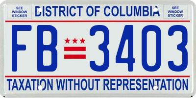 DC license plate FB3403