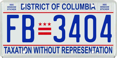 DC license plate FB3404