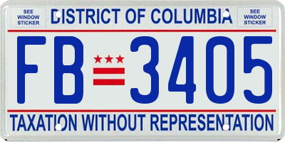 DC license plate FB3405