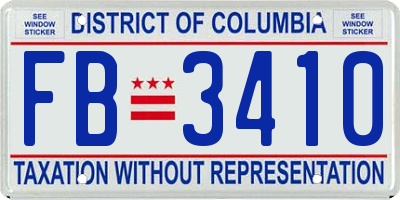 DC license plate FB3410