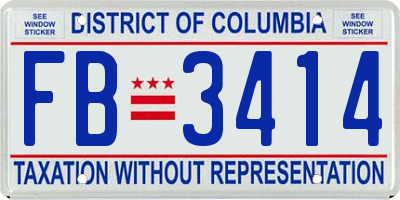 DC license plate FB3414