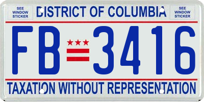 DC license plate FB3416