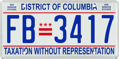 DC license plate FB3417