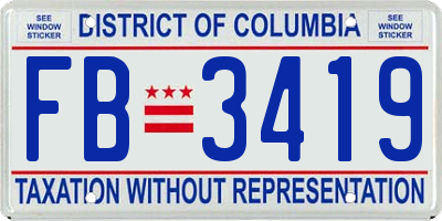 DC license plate FB3419