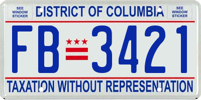 DC license plate FB3421