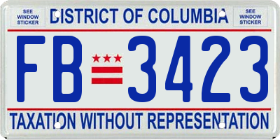 DC license plate FB3423