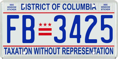 DC license plate FB3425