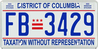 DC license plate FB3429