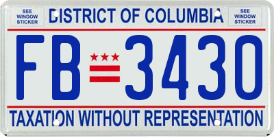 DC license plate FB3430