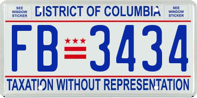 DC license plate FB3434