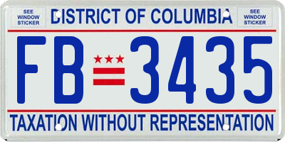 DC license plate FB3435