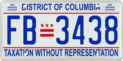 DC license plate FB3438