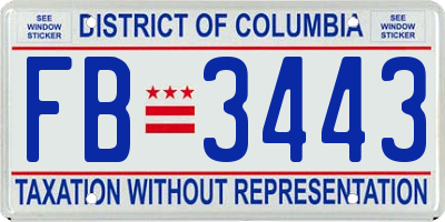 DC license plate FB3443