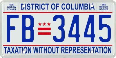 DC license plate FB3445