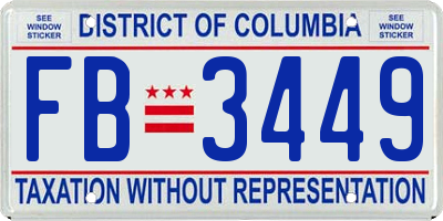 DC license plate FB3449