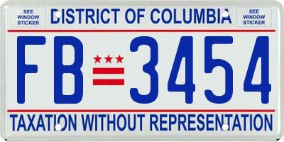 DC license plate FB3454