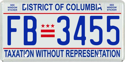 DC license plate FB3455