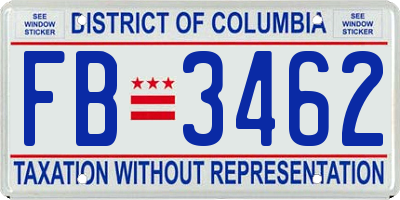 DC license plate FB3462