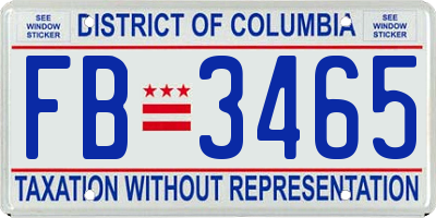 DC license plate FB3465