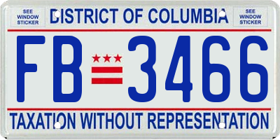 DC license plate FB3466