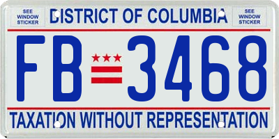 DC license plate FB3468