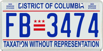 DC license plate FB3474