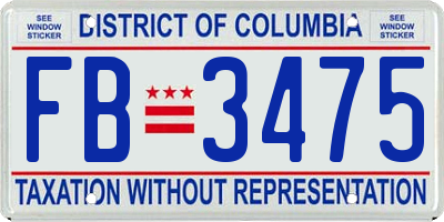 DC license plate FB3475