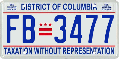 DC license plate FB3477