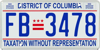 DC license plate FB3478