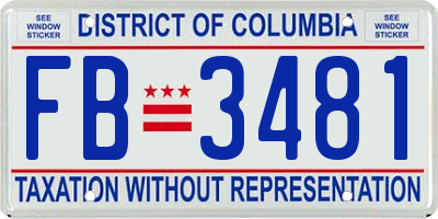 DC license plate FB3481