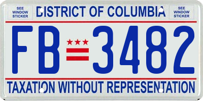 DC license plate FB3482