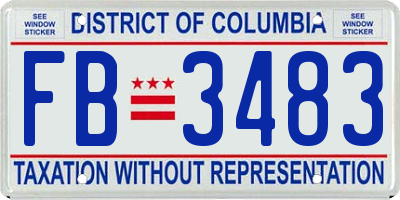 DC license plate FB3483