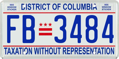 DC license plate FB3484