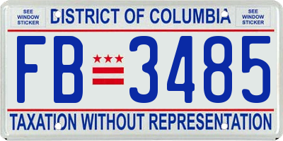 DC license plate FB3485